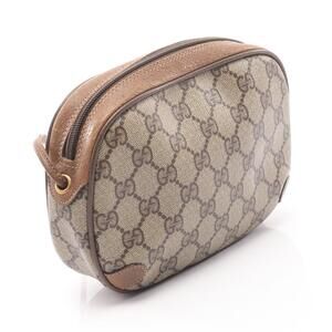 Gucci GG Sherry Beige Line Brown Plus Tan Canvas Bag Shoulder Leather